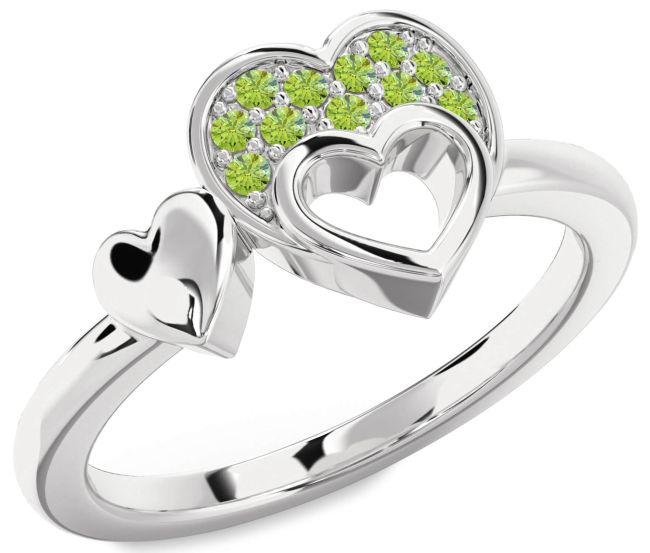 Peridot Platinum Heart Ring