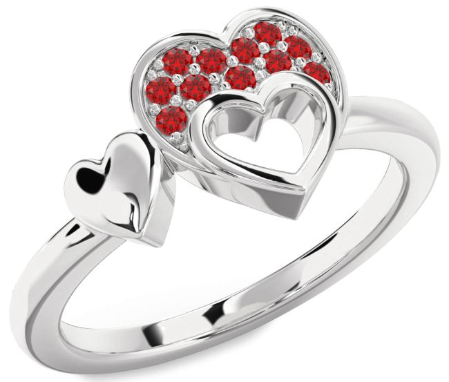 Ruby Platinum Heart Ring