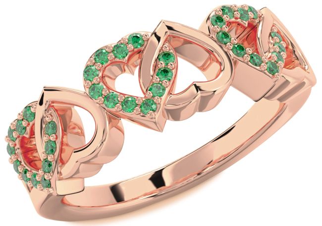 Emerald Rose Gold Heart Ring