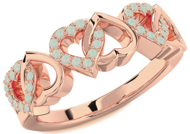 Opal Rose Gold Heart Ring