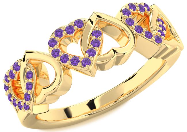Amethyst Gold Heart Ring