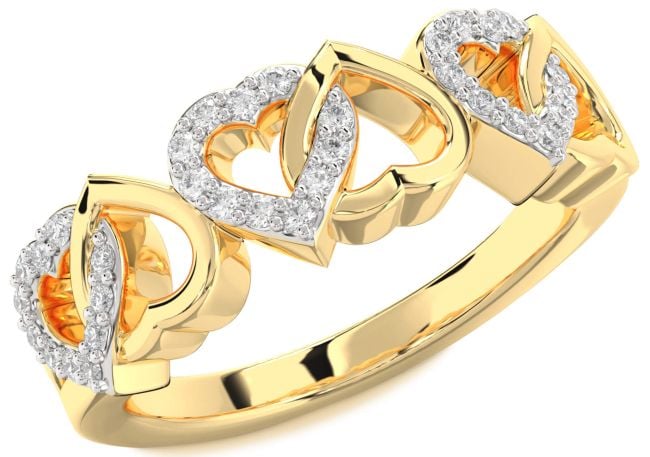 Diamond Gold Silver Heart Ring