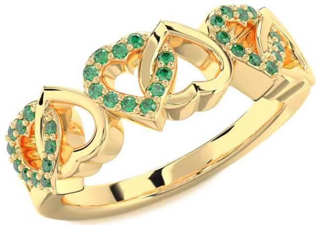 Emerald Gold Heart Ring