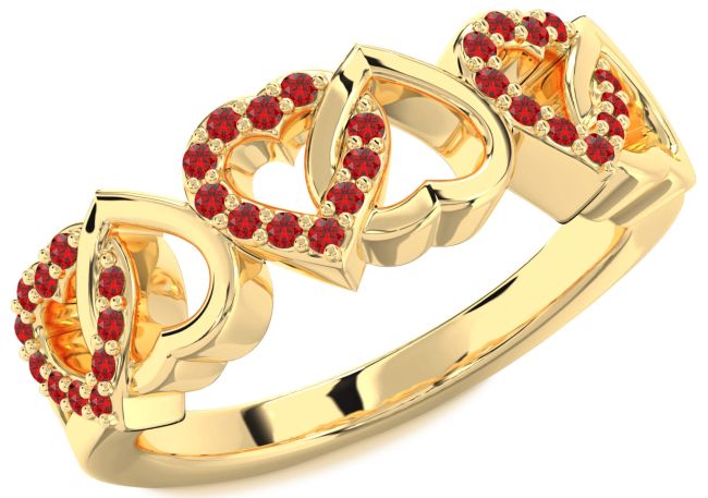 Ruby Gold Silver Heart Ring