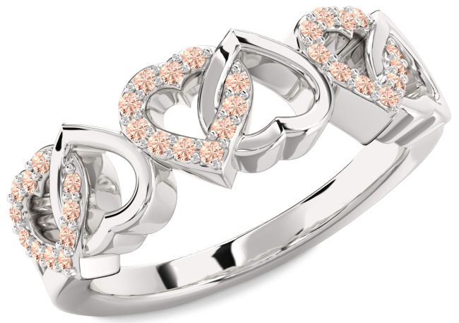 Morganite Silver Heart Ring