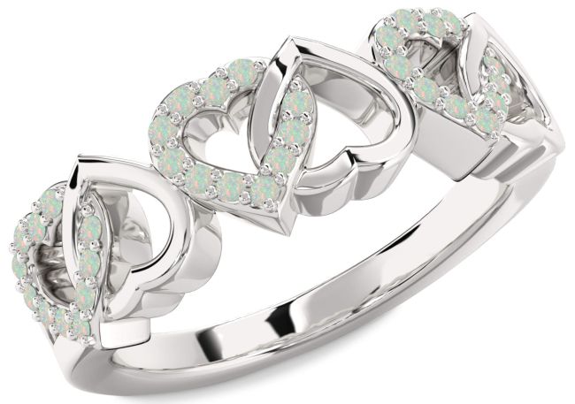 Opal Platinum Heart Ring