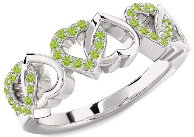 Peridot Platinum Heart Ring