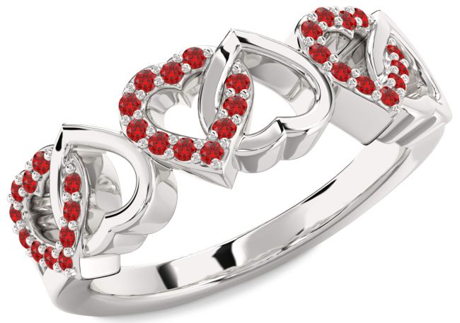 Ruby Platinum Heart Ring