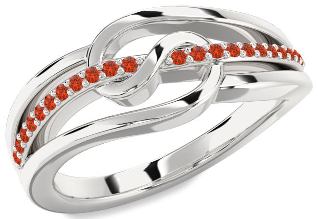 Fire Opal Platinum Infinity Ring