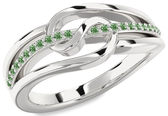Green Diamond Platinum Infinity Ring