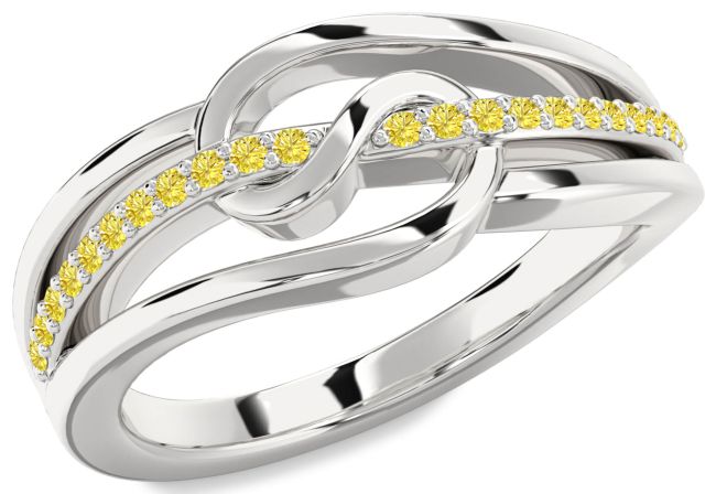 Yellow Diamond Platinum Infinity Ring