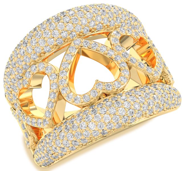 Diamond Gold Silver Heart Ring