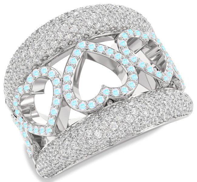 Diamond Moonstone Platinum Heart Ring