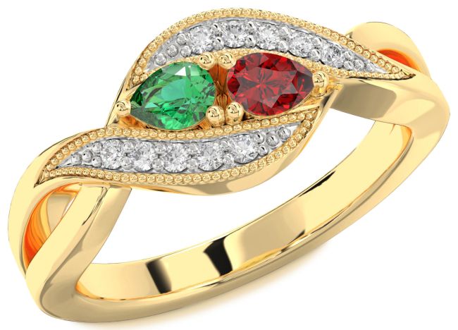 Diamond Gold Pear Two Stone Promise Ring