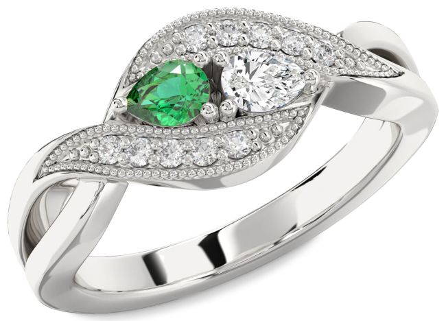 Diamond Platinum Pear Two Stone Promise Ring