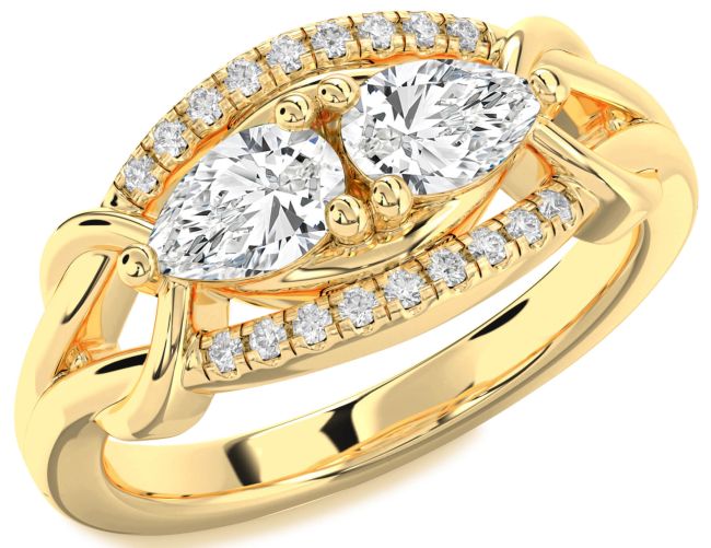 Lab Diamond Gold Pear Two Stone Ring