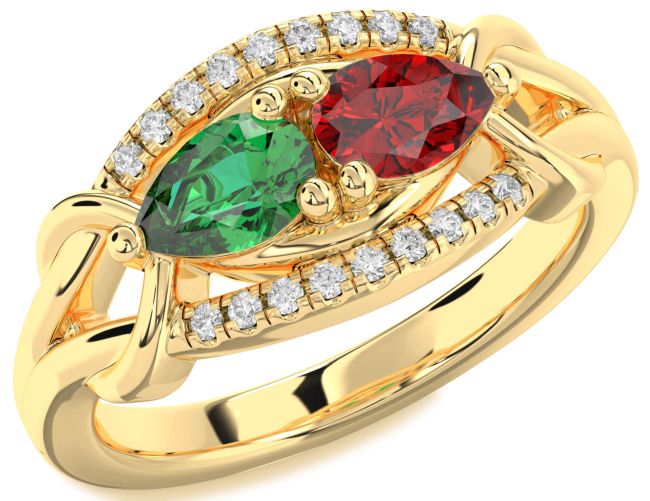 Diamond Gold Pear Two Stone Promise Ring