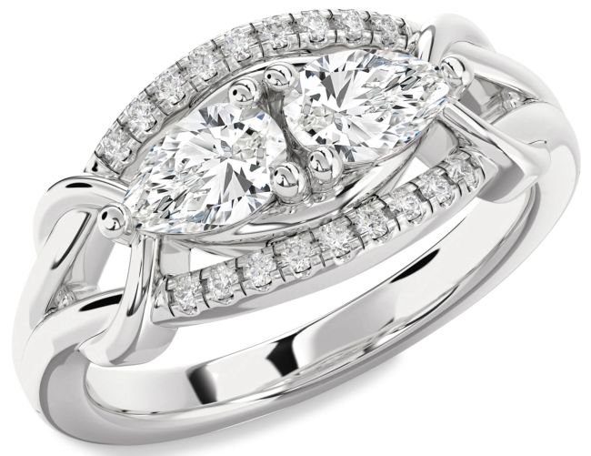 Diamond Platinum Pear Two Stone Ring
