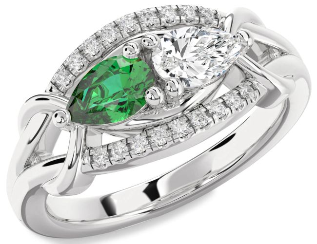 Diamond Platinum Pear Two Stone Promise Ring