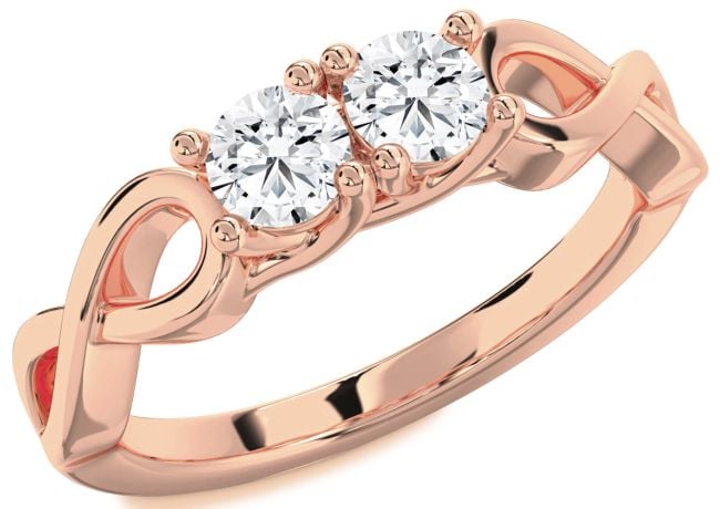 Diamond Rose Gold Infinity Round Two Stone Ring