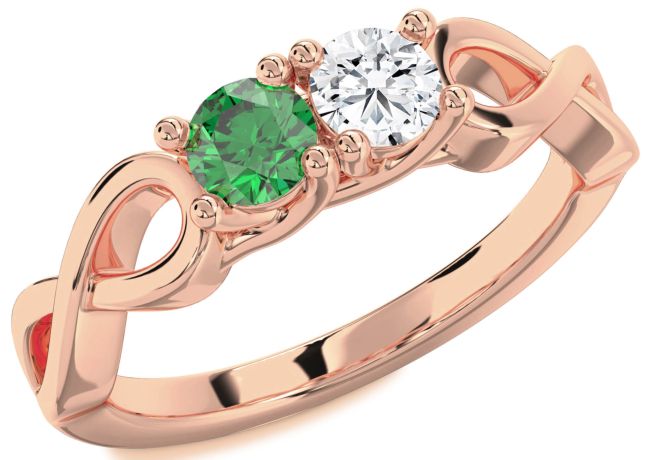 Rose Gold Infinity Round Two Stone Promise Ring