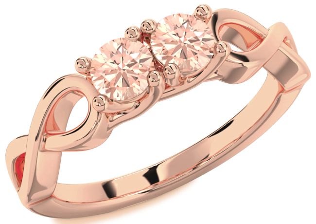 Morganite Rose Gold Infinity Round Two Stone Ring