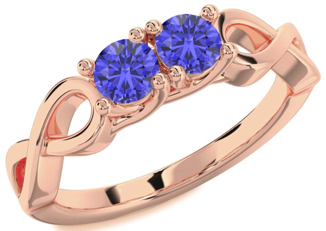 Tanzanite Rose Gold Infinity Round Two Stone Ring