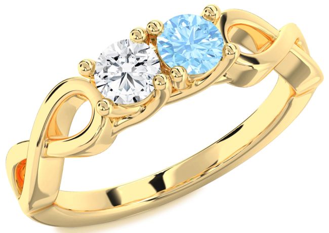Gold Infinity Round Two Stone Promise Ring