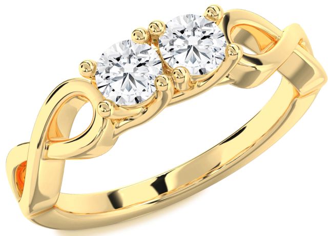 Diamond Gold Infinity Round Two Stone Ring