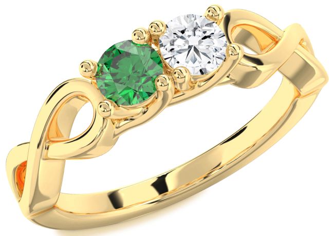 Gold Silver Infinity Round Two Stone Promise Ring