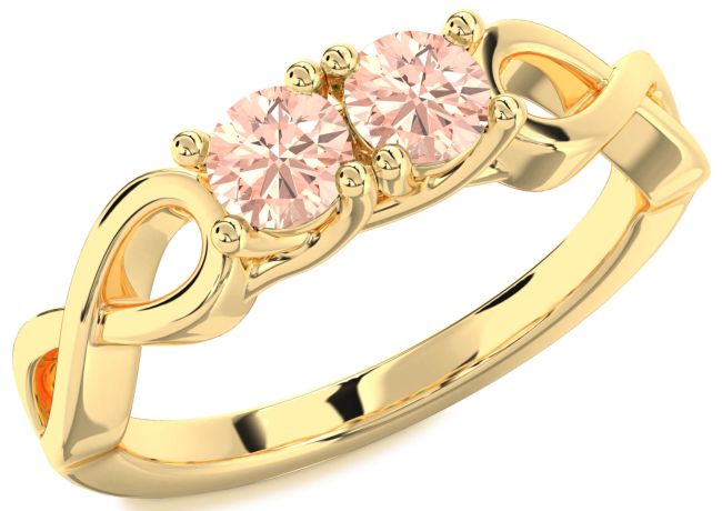 Morganite Gold Infinity Round Two Stone Ring