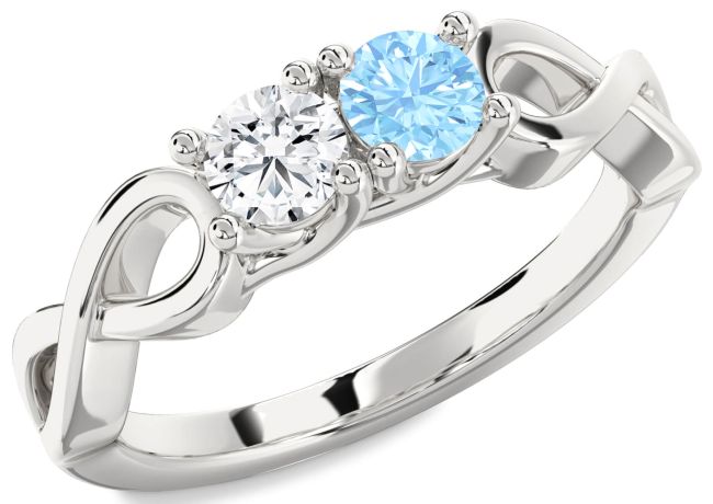 Silver Infinity Round Two Stone Promise Ring