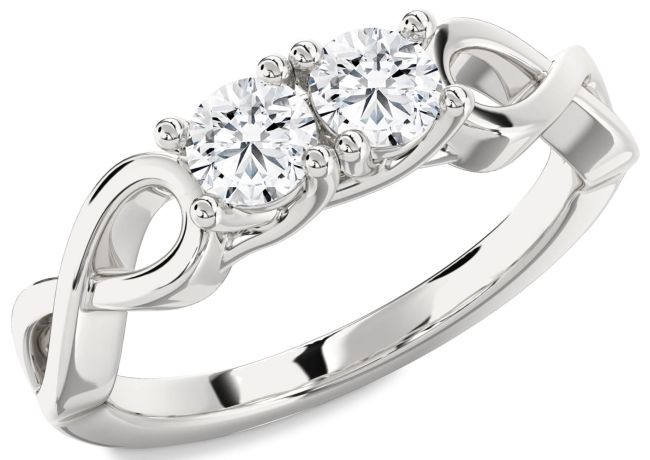 Diamond White Gold Infinity Round Two Stone Ring