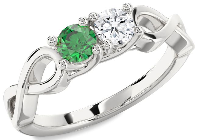 Silver Infinity Round Two Stone Promise Ring