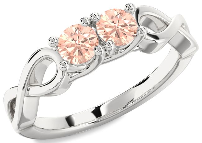 Morganite Platinum Infinity Round Two Stone Ring