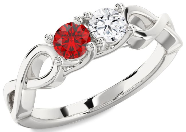Silver Infinity Round Two Stone Promise Ring