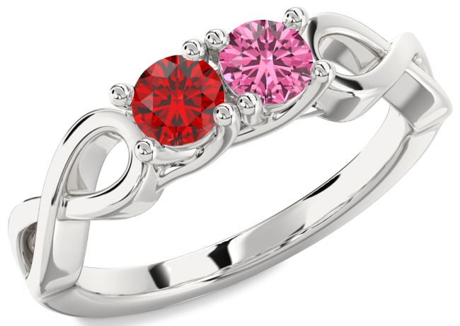 Silver Infinity Round Two Stone Promise Ring