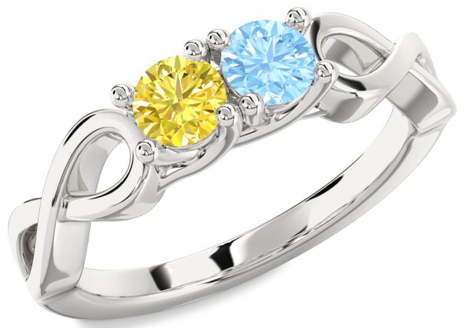 Silver Infinity Round Two Stone Promise Ring