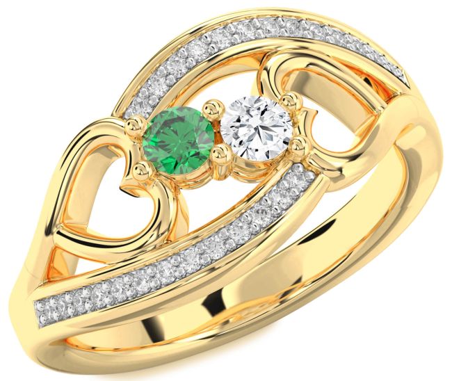 Diamond Gold Heart Two Stone Promise Ring