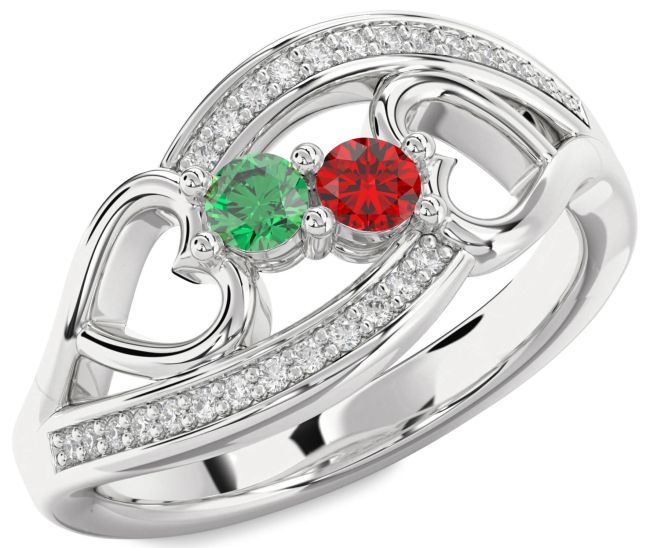 Diamond White Gold Heart Two Stone Promise Ring
