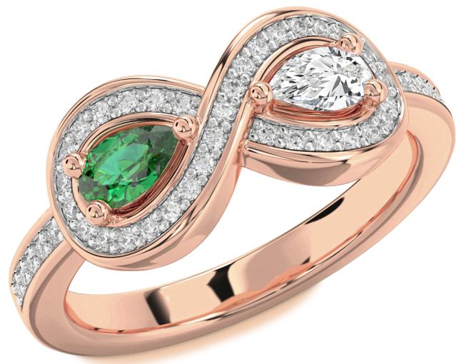 Diamond Rose Gold Infinity Pear Two Stone Promise Ring