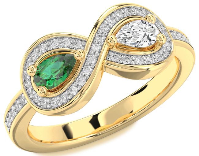 Diamond Gold Infinity Pear Two Stone Promise Ring