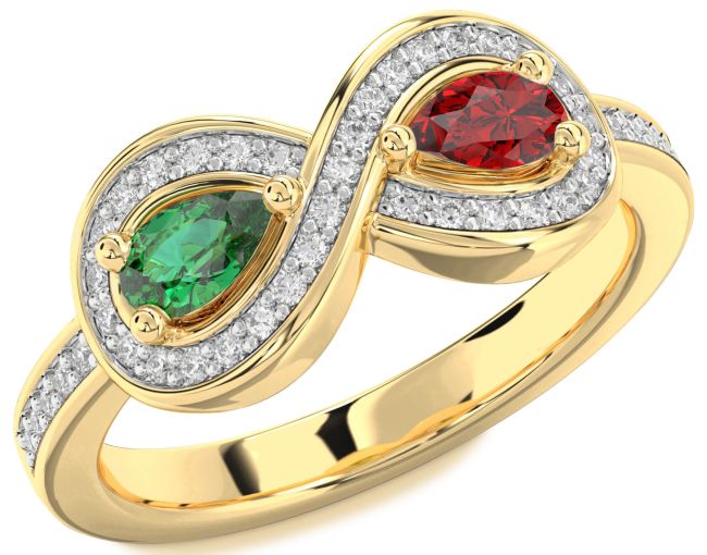 Diamond Gold Infinity Pear Two Stone Promise Ring