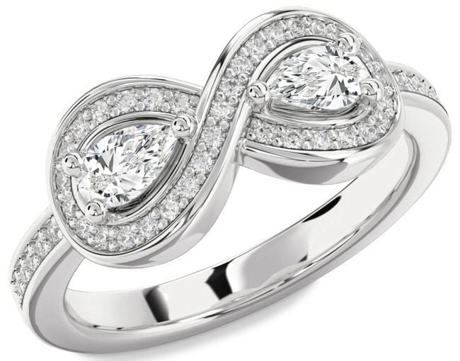 Diamond Platinum Infinity Pear Two Stone Ring