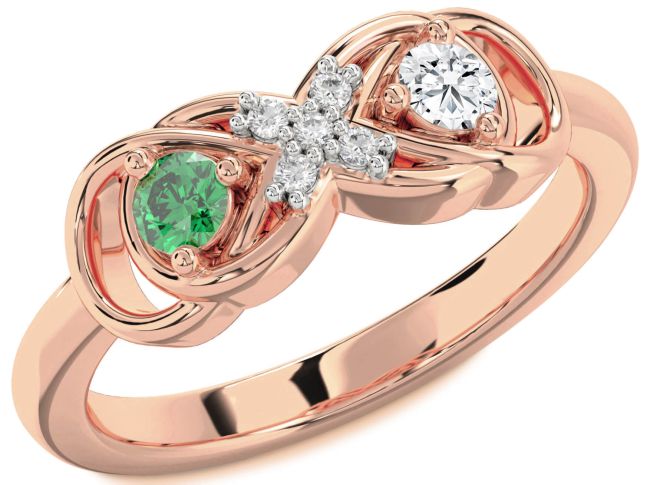 Diamond Rose Gold Infinity Round Two Stone Promise Ring