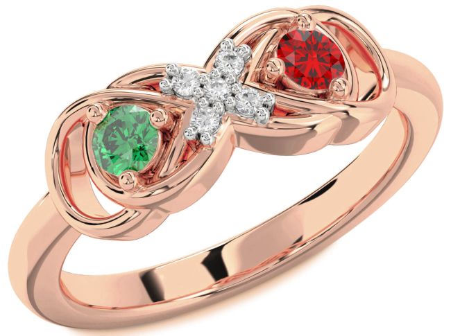 Diamond Rose Gold Infinity Round Two Stone Promise Ring