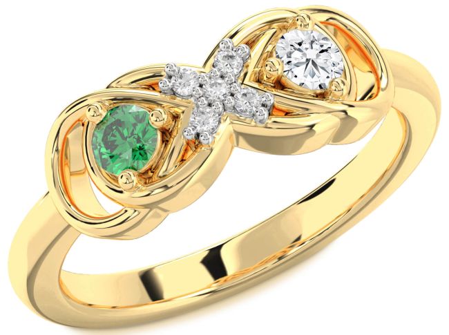 Diamond Gold Infinity Round Two Stone Promise Ring