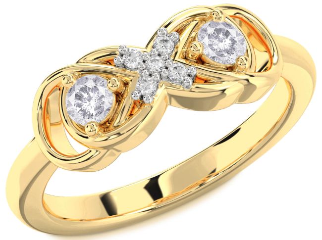 Salt & Pepper Diamond Gold Infinity Round Two Stone Ring