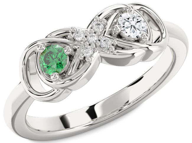 Diamond Silver Infinity Round Two Stone Promise Ring