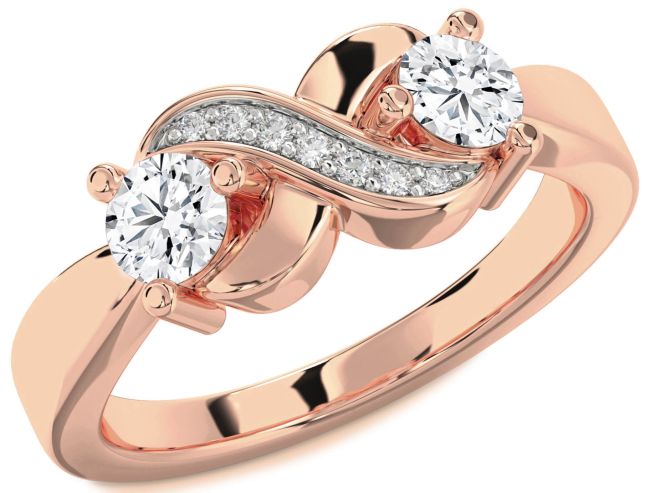 Lab Diamond Rose Gold Infinity Round Two Stone Ring